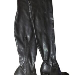 Boots over the knee 7.5 black leather like boots womens boots